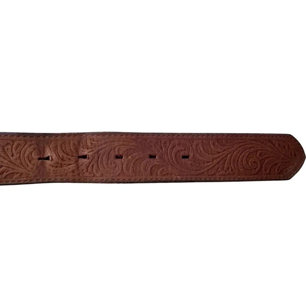 Silver Creek Men's Leather Belt Top Grain Embossed Metal Buckle 1. 5